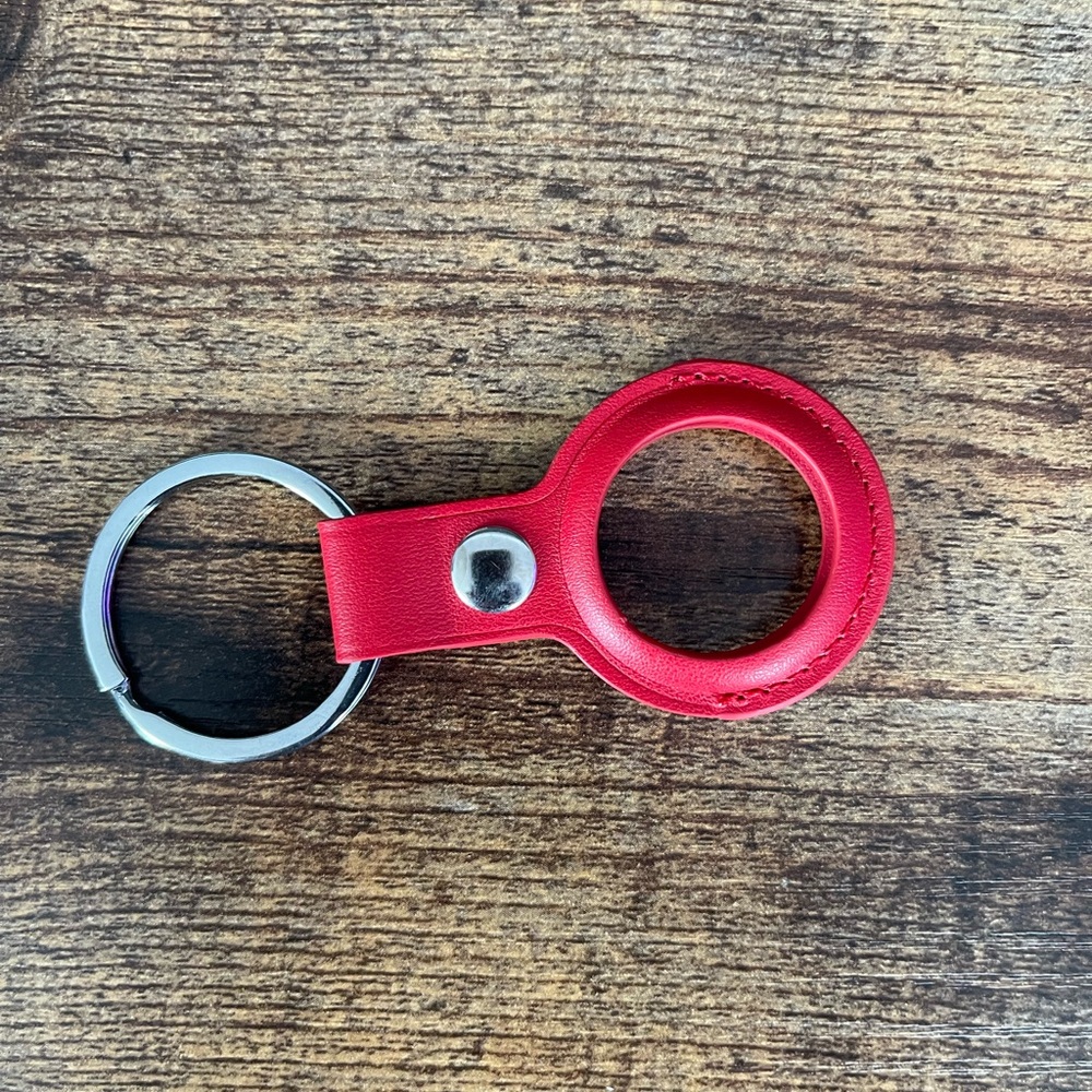 New! Red Leather airtag Keychain Holder